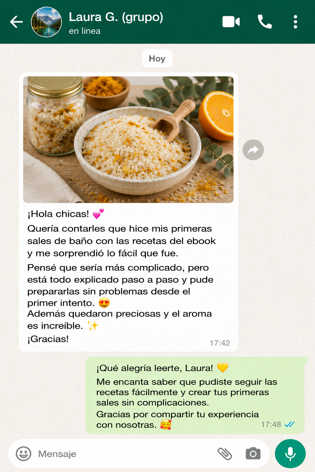 Reseña de Laura G. por WhatsApp