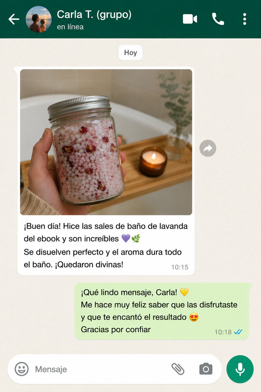 Reseña de Carla T. por WhatsApp