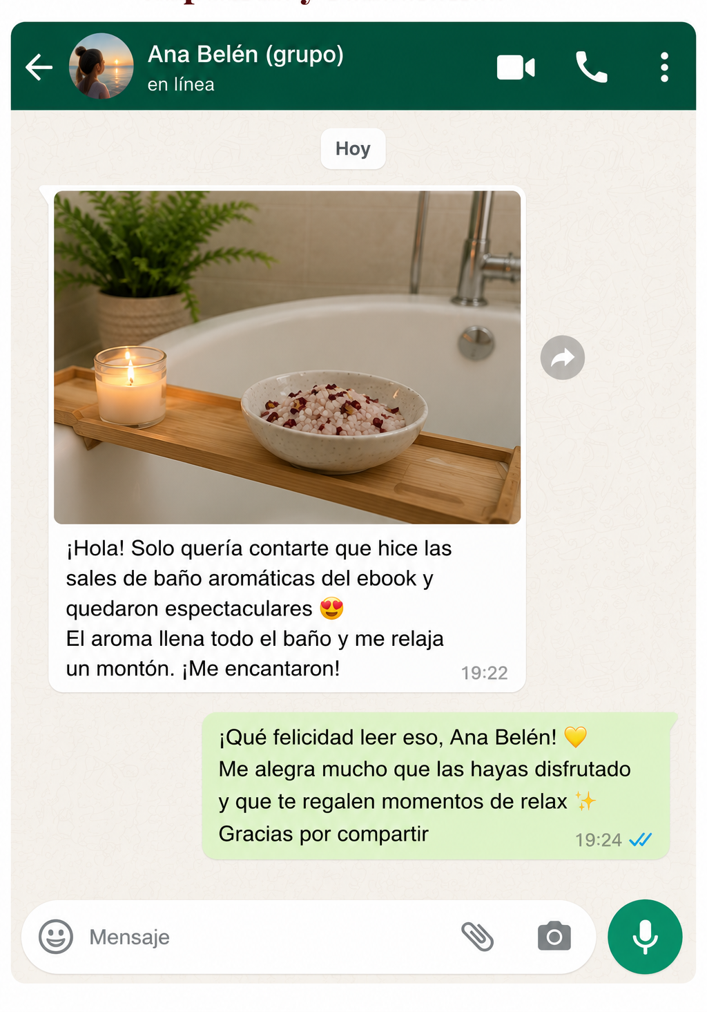 Reseña de Ana Belén por WhatsApp